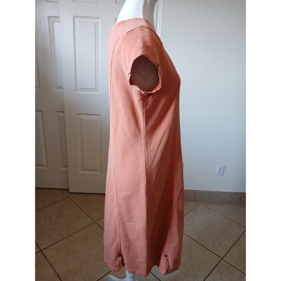 THE TERRITORY AHEAD Womens Dress‎ M  100% Cotton Orange Short Sleeve V-Neck Midi - Picture 3 of 16